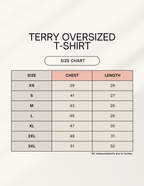 Born to Ride biker oversized t-shirt size chart