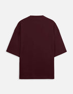 Ride More Worry Less adventure biker oversized t-shirt, maroon, back view