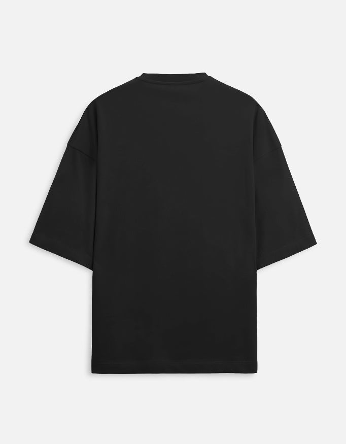 Ride More Worry Less adventure biker oversized t-shirt, black, back view