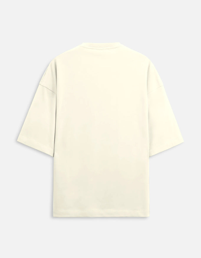 Ride More Worry Less adventure biker oversized t-shirt, off white, back view