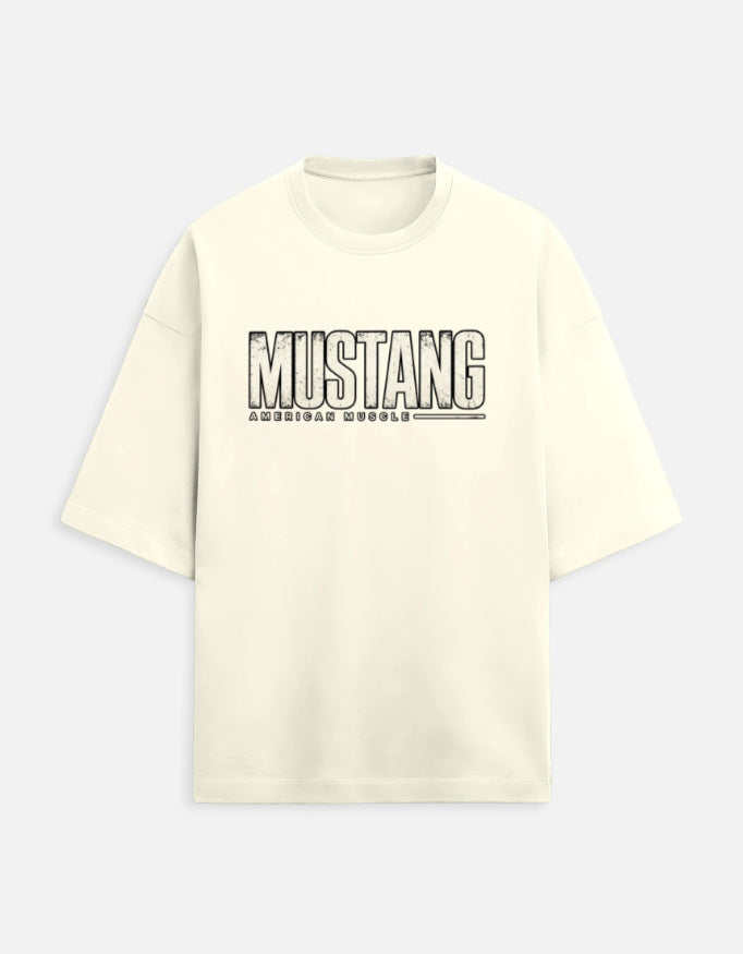 Mustang American Muscle oversized terry t-shirt, off white, front view