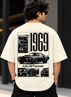 1969 Mustang American Muscle Oversized T-Shirt – Classic Car Back Print Terry Tee