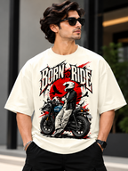 Born to Ride Oversized T-Shirt – Biker Graphic Terry Tee for Men